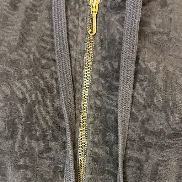 Juicy Couture Charcoal Gray Gothic Velour Zip Hoodie - Picture 3 of 6